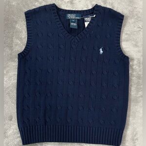 Ralph Lauren Cable-Knit Cotton V-Neck Sweater Vest Size 5 NWT